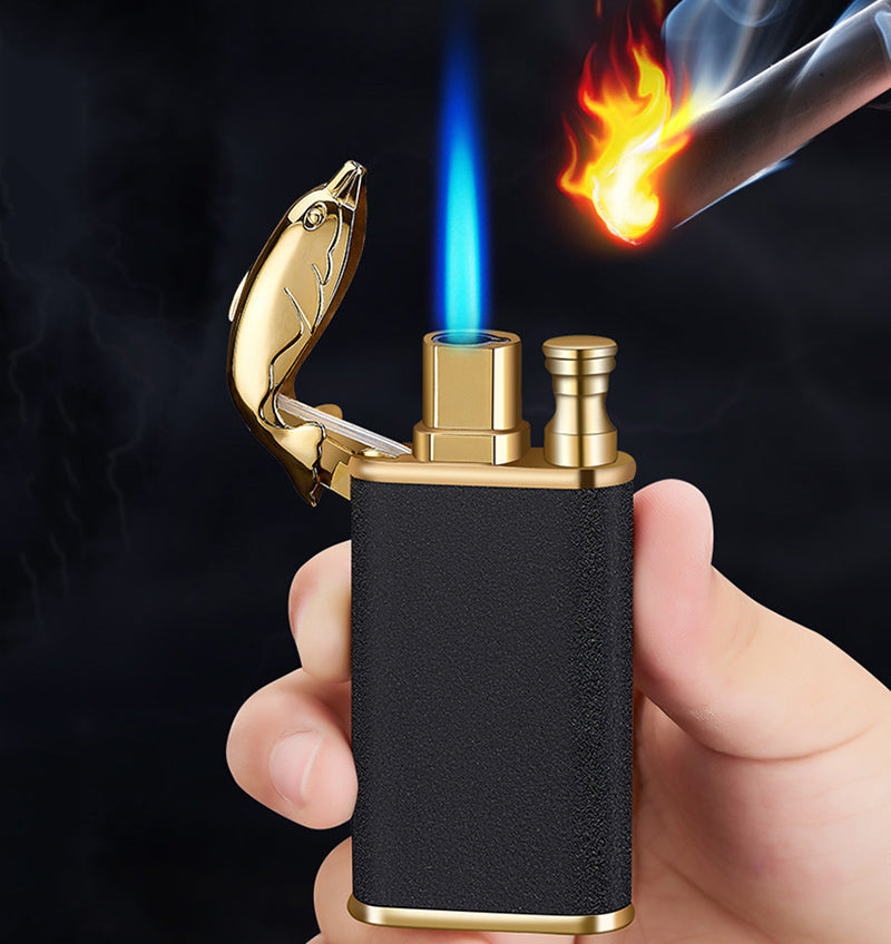 Blue Double Flame Lighter Dolphin Dragon Tiger Double Fire Metal Windproof Lighter