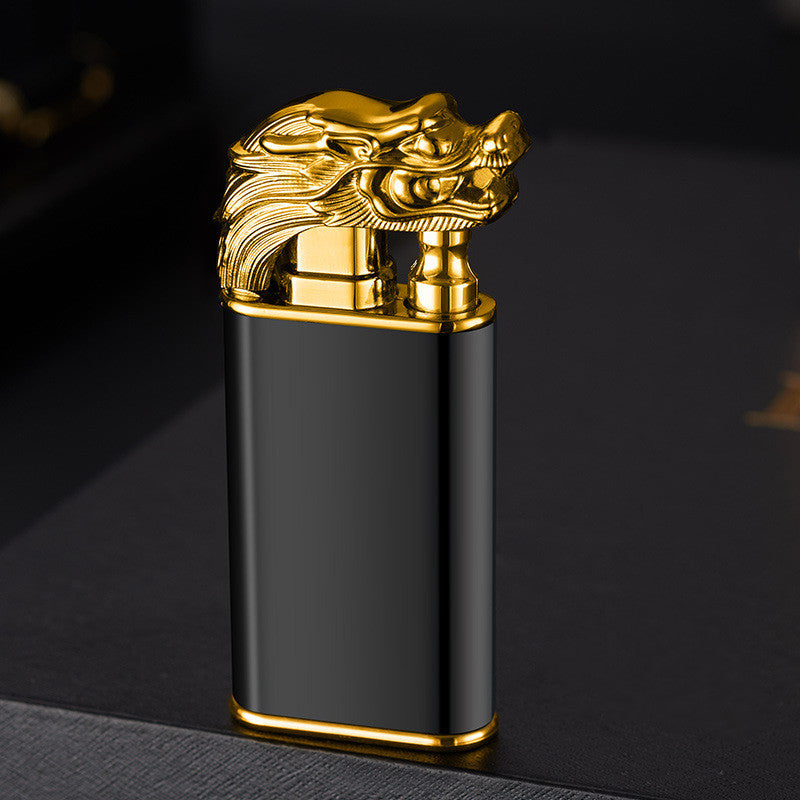 Blue Double Flame Lighter Dolphin Dragon Tiger Double Fire Metal Windproof Lighter