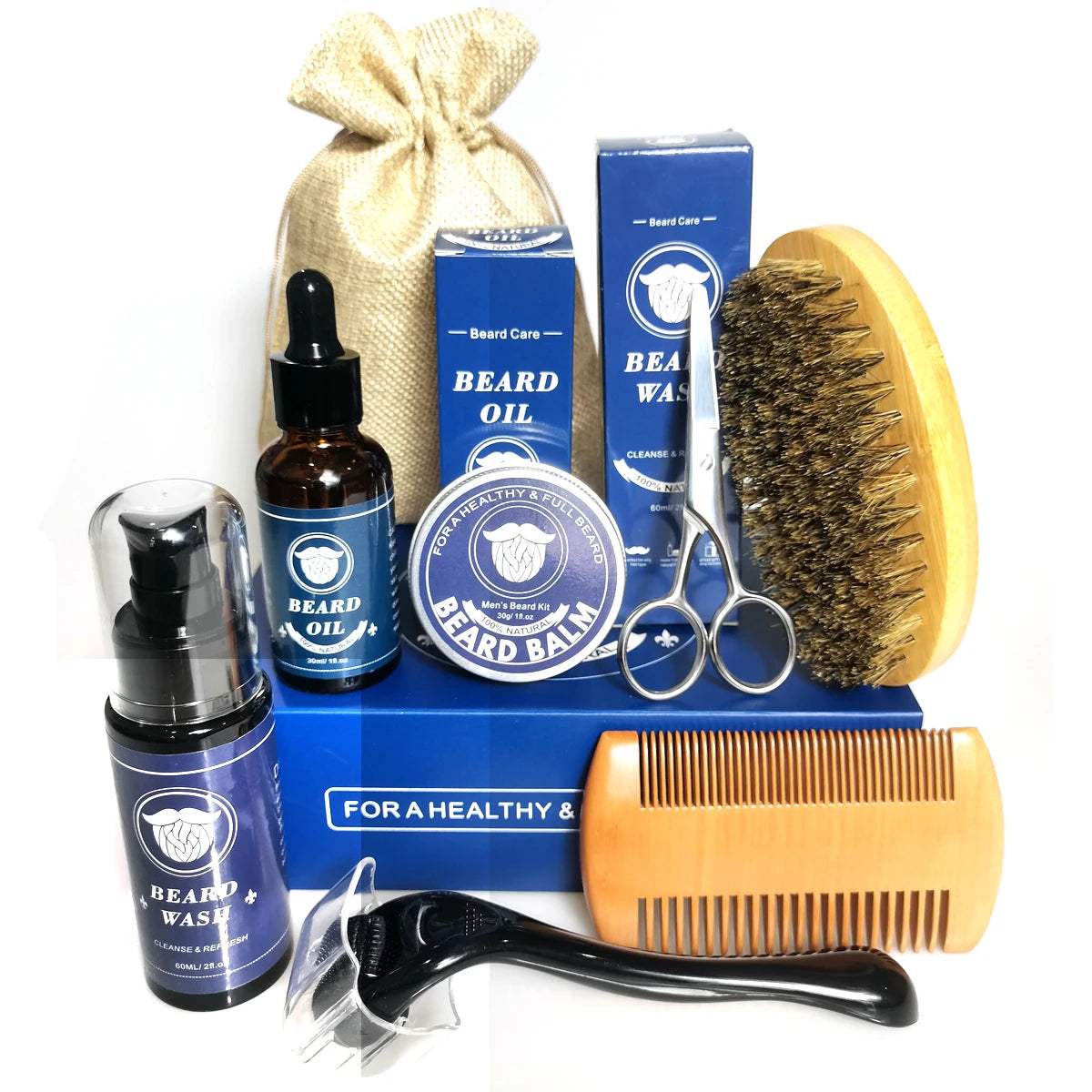 9 Piece Bearded Man Beard Growth Kit