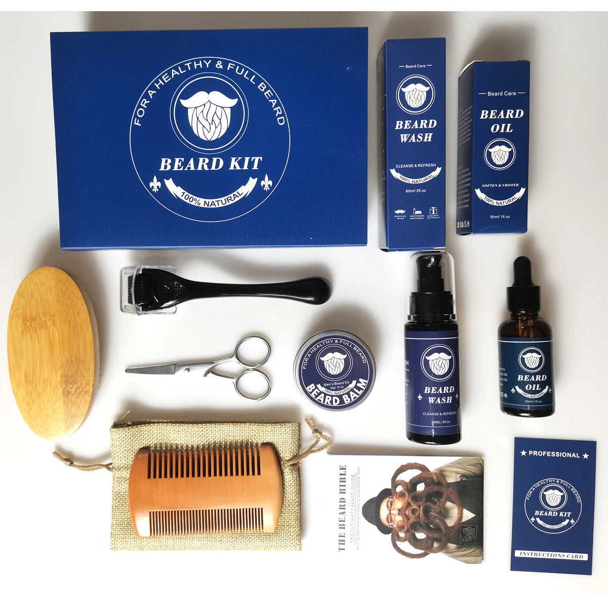 9 Piece Bearded Man Beard Growth Kit