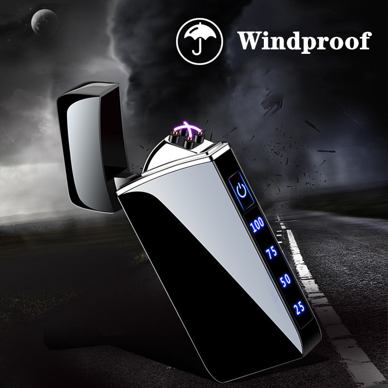 Touch Sensing Dragon Lighters (other designs included) - Metal Electric Outdoor Windproof Lighter Dual Arc Flameless Plasma USB Rechargeable Lighters with Digital Power Display