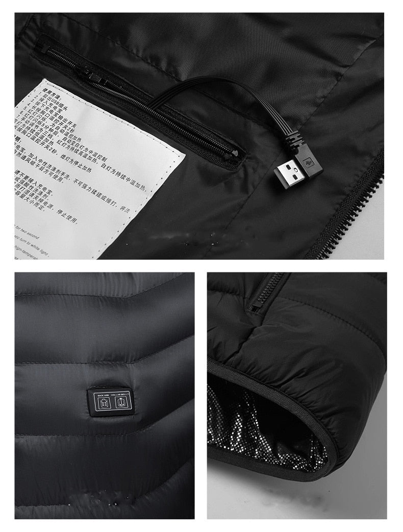 Men's Winter Warm USB Chargeable Heated Jackets With Smart Thermostat