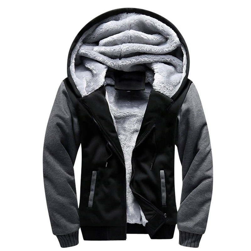 Men's Camouflage Thick Fleece Winter Jackets - Long Sleeve Coat Man Casual Hoodie Streetwear