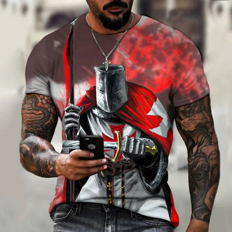 Summer Fashion Templar 3D Printed Men's T-Shirt Street TShirt For Men Short Sleeve Oversized Tshirt Vintage Top