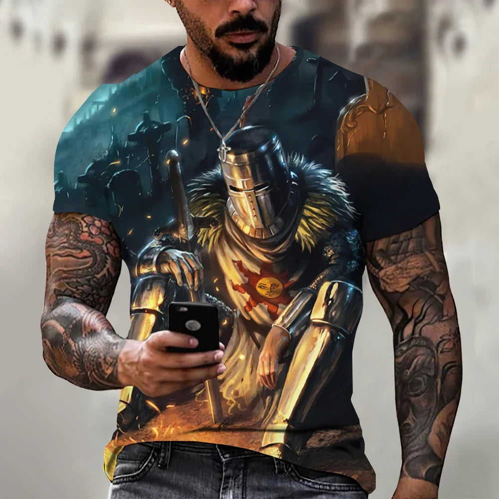 Summer Fashion Templar 3D Printed Men's T-Shirt Street TShirt For Men Short Sleeve Oversized Tshirt Vintage Top
