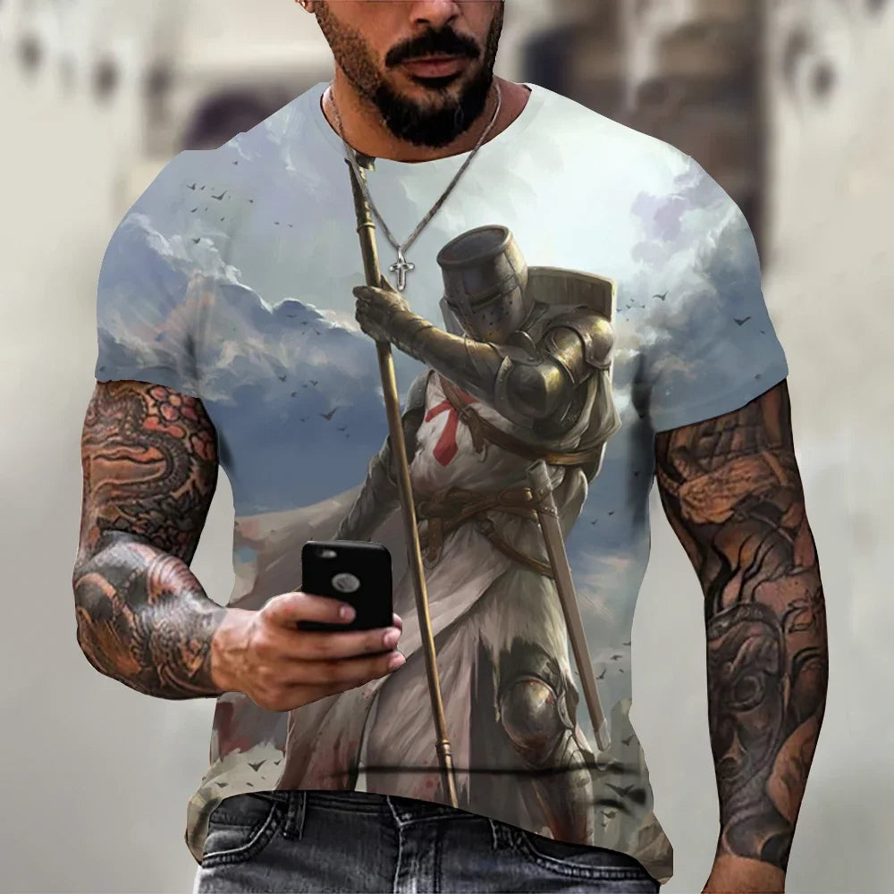 Summer Fashion Templar 3D Printed Men's T-Shirt Street TShirt For Men Short Sleeve Oversized Tshirt Vintage Top