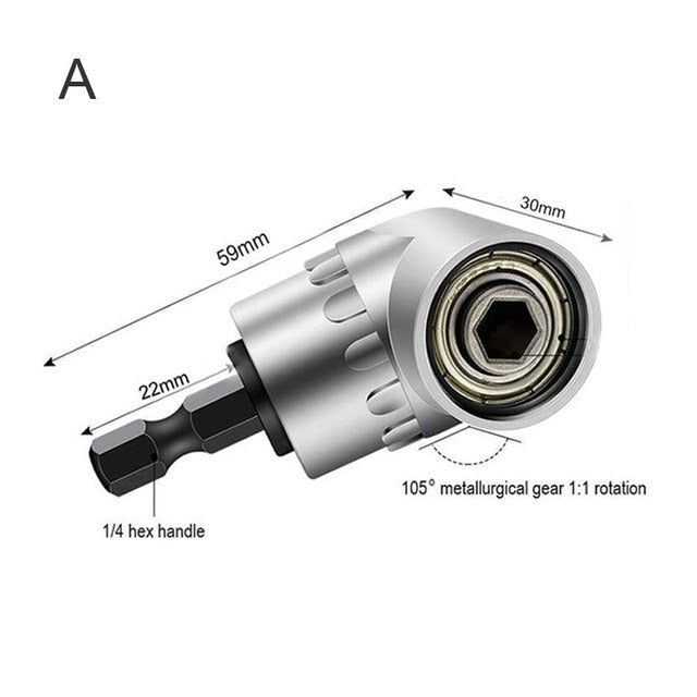 105 Degree Right Angle Drill Adapter. Flexible Shaft Extension Bit for Screwdriver Hand Tools. Magnetic Bit Socket Power Drill Driven