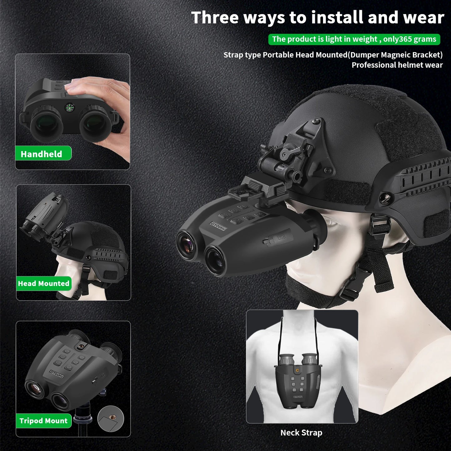 PVS32 Helmet Night Vision Digital Infrared Binoculars HD 1080P Video Camera 8X Zoom Long Range Head Mounted Night Vision Goggles