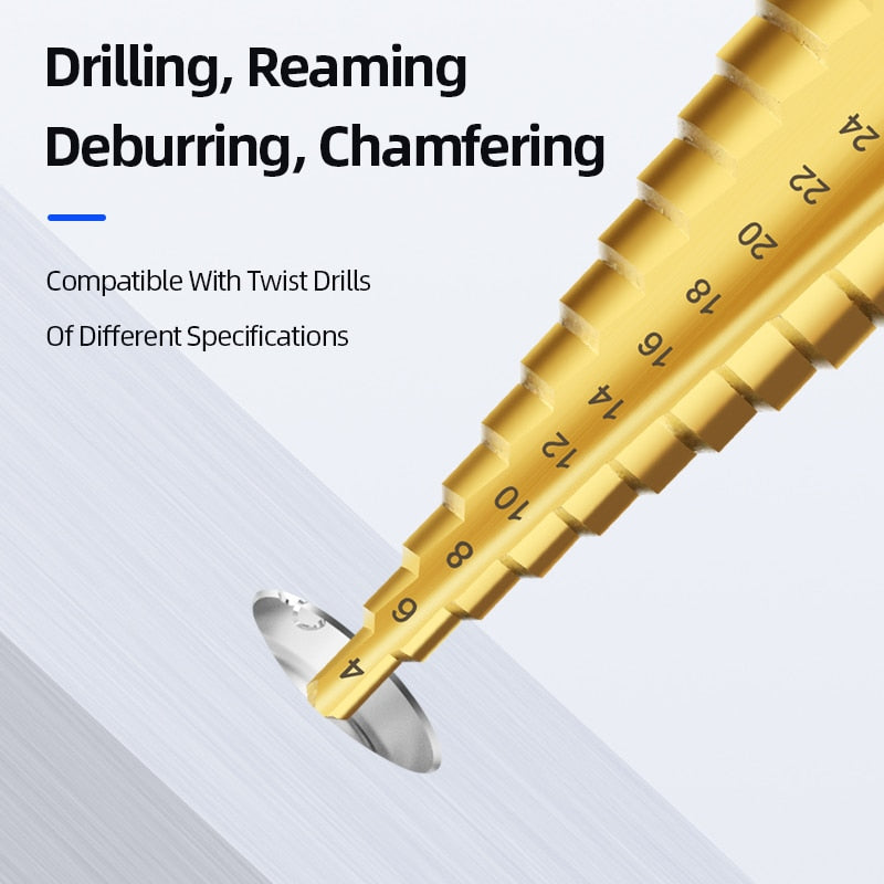 Titanium Step Drill Bits. High Speed Stepped Drill Set for Power Tools. Conical Stage Drill For Metal and Wood 4-12 4-20 4-32mm