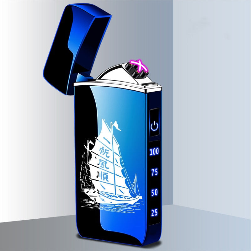 Touch Sensing Dragon Lighters (other designs included) - Metal Electric Outdoor Windproof Lighter Dual Arc Flameless Plasma USB Rechargeable Lighters with Digital Power Display