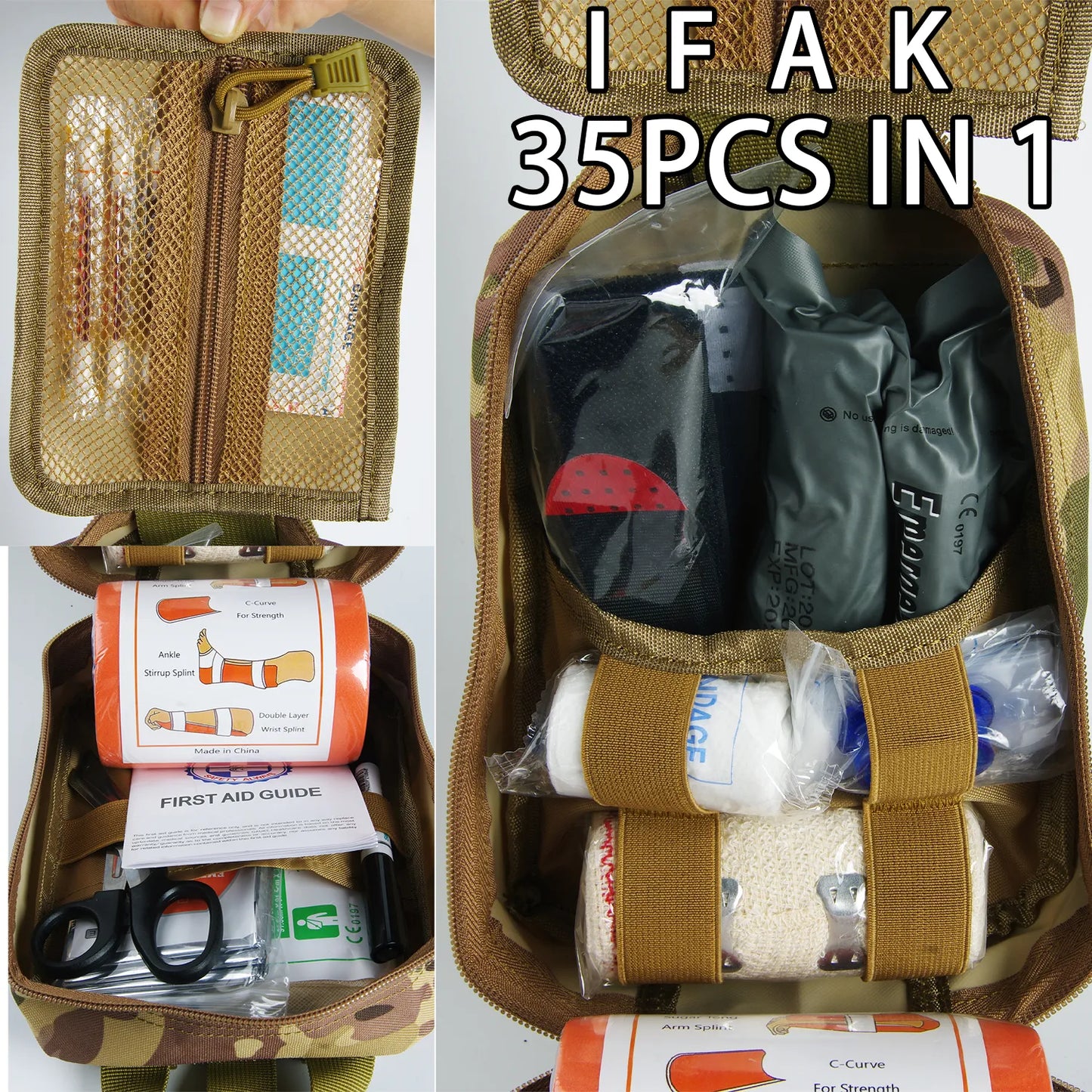 Military Trauma Survival  Kit First Aid Medical Pouch Emergency Survival Gear and Equipment Travel Hiking