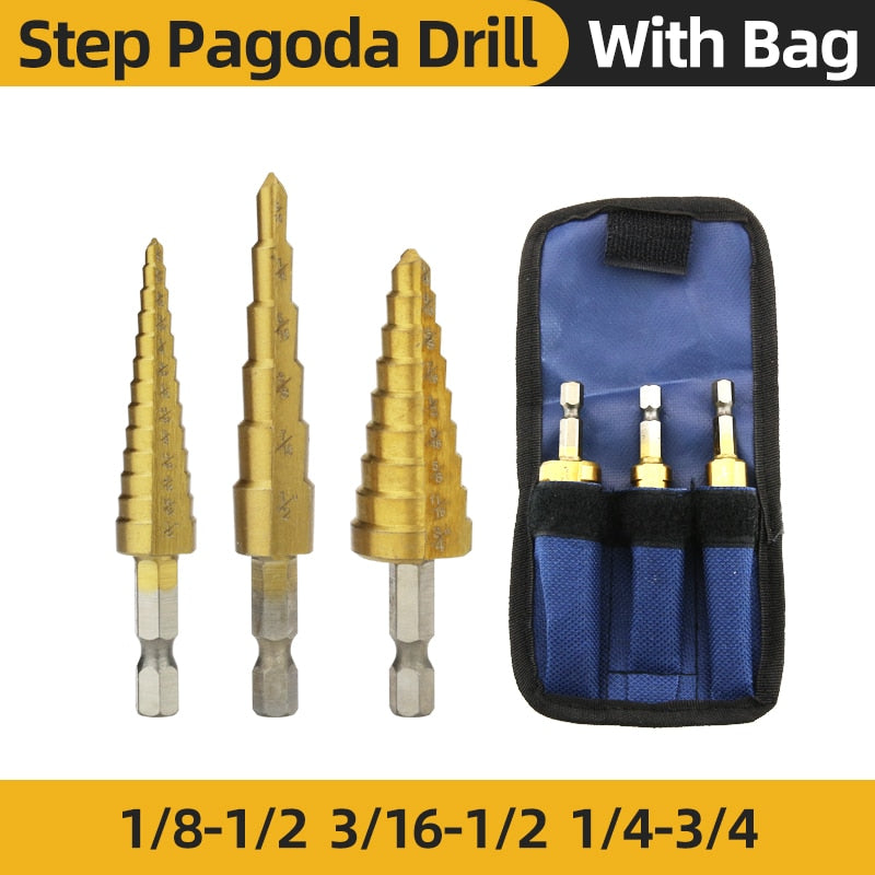 Titanium Step Drill Bits. High Speed Stepped Drill Set for Power Tools. Conical Stage Drill For Metal and Wood 4-12 4-20 4-32mm