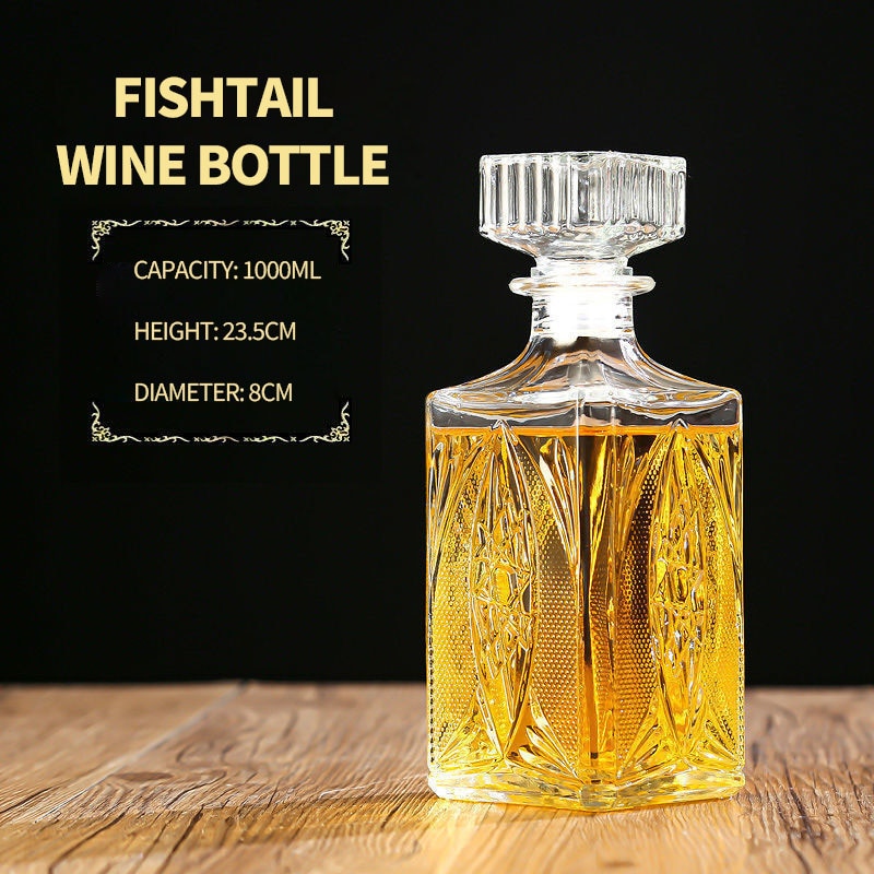 800-1000ml High-grade Range of Decanters. Whisky and Wine Dispensers. Crystal Glass Bottle Wine With Screw Cap Aerator, Mirror Jug and Gift Bar Decoration