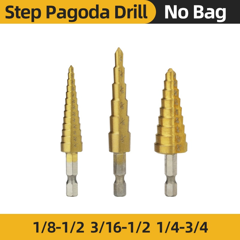 Titanium Step Drill Bits. High Speed Stepped Drill Set for Power Tools. Conical Stage Drill For Metal and Wood 4-12 4-20 4-32mm