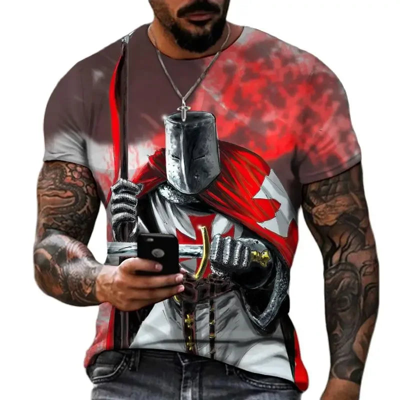 Summer Fashion Templar 3D Printed Men's T-Shirt Street TShirt For Men Short Sleeve Oversized Tshirt Vintage Top