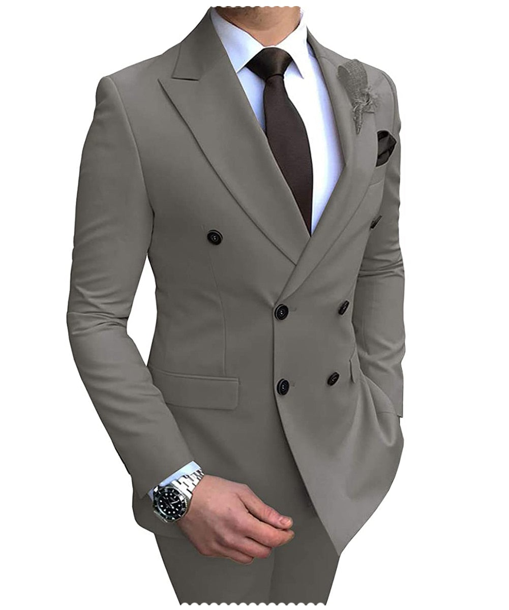 Sharp Dressed Man Brand New for 2024 Men's Suits, 2 Pieces Double-Breasted Notch Lapel. Flat Slim Fit Casual Tuxedos For Wedding, parties, any occasion - Check your size on the chart!