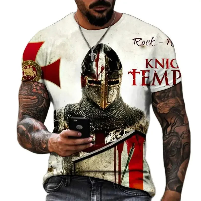 Summer Fashion Templar 3D Printed Men's T-Shirt Street TShirt For Men Short Sleeve Oversized Tshirt Vintage Top