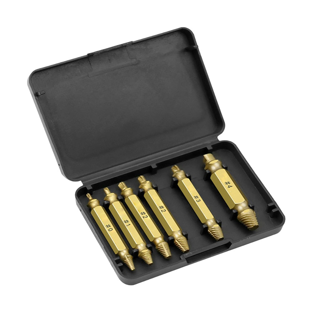 4/5/6PCS Damaged Screw Extractor Drill Set. Titanium Double Side Stripped Broken Screw Removal made Easy