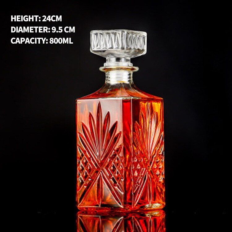 800-1000ml High-grade Range of Decanters. Whisky and Wine Dispensers. Crystal Glass Bottle Wine With Screw Cap Aerator, Mirror Jug and Gift Bar Decoration