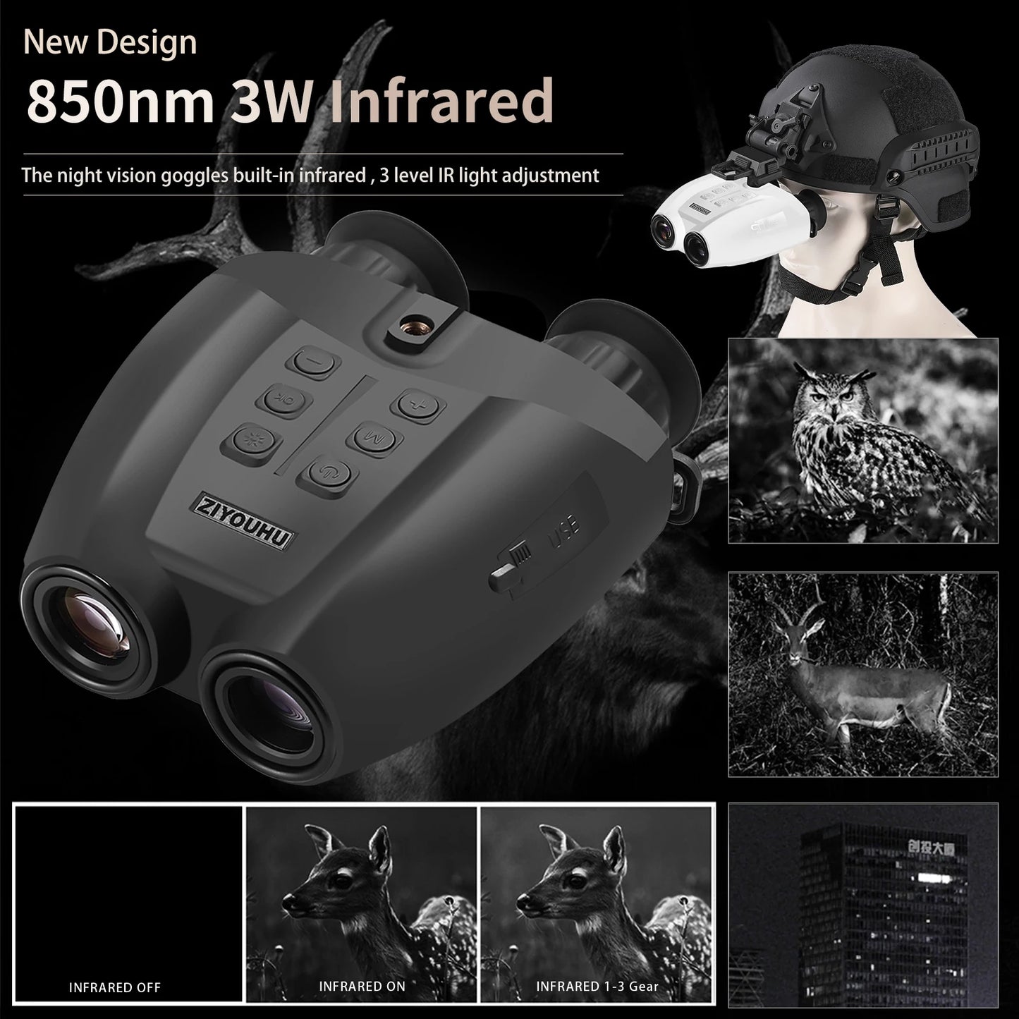 PVS32 Helmet Night Vision Digital Infrared Binoculars HD 1080P Video Camera 8X Zoom Long Range Head Mounted Night Vision Goggles