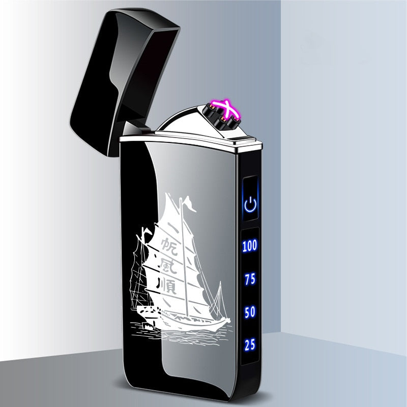 Touch Sensing Dragon Lighters (other designs included) - Metal Electric Outdoor Windproof Lighter Dual Arc Flameless Plasma USB Rechargeable Lighters with Digital Power Display