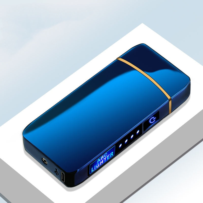 Touch Sensing Dragon Lighters (other designs included) - Metal Electric Outdoor Windproof Lighter Dual Arc Flameless Plasma USB Rechargeable Lighters with Digital Power Display