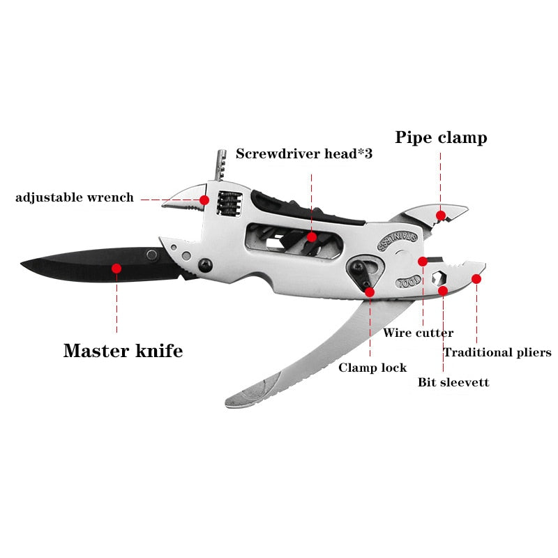 Multi-tool Survival Knife with Adjustable Wrench, Knife, Wire Cutter and Pliers, for your Survival Emergency Gear Tools Set
