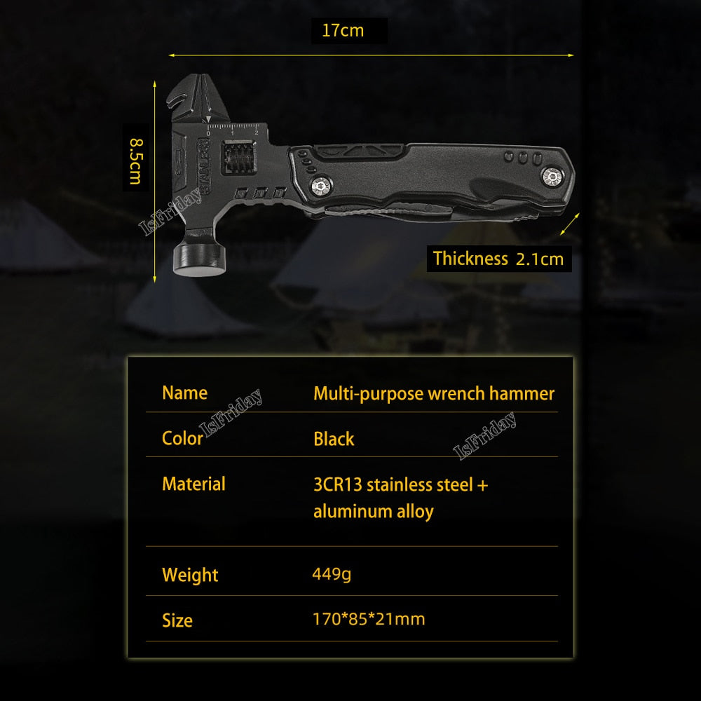 Multi functional wrench Hammer combination. Universal folding pliers EDC Wrench.