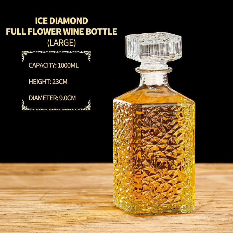 800-1000ml High-grade Range of Decanters. Whisky and Wine Dispensers. Crystal Glass Bottle Wine With Screw Cap Aerator, Mirror Jug and Gift Bar Decoration