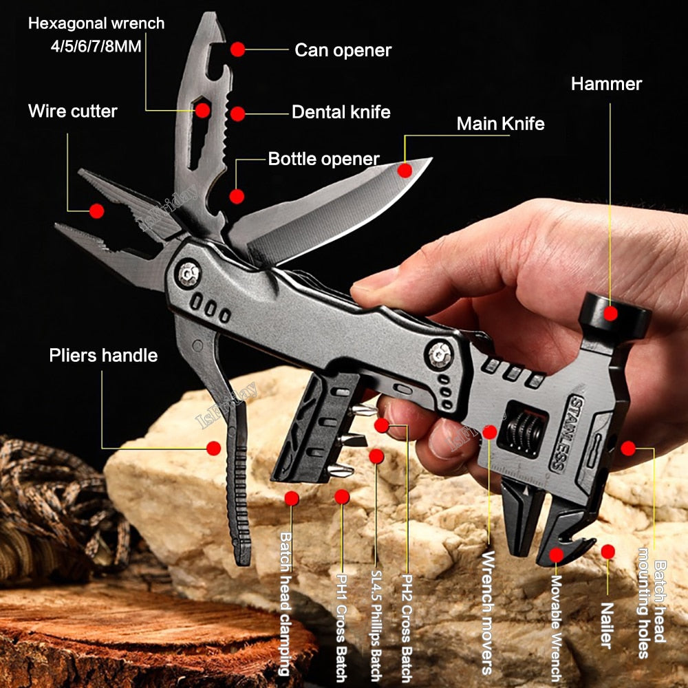 Multi functional wrench Hammer combination. Universal folding pliers EDC Wrench.