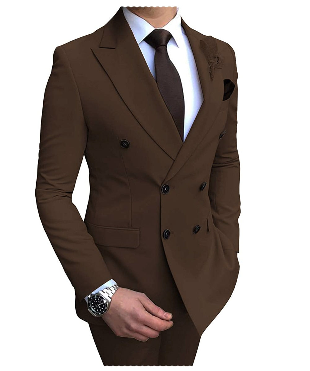 Sharp Dressed Man Brand New for 2024 Men's Suits, 2 Pieces Double-Breasted Notch Lapel. Flat Slim Fit Casual Tuxedos For Wedding, parties, any occasion - Check your size on the chart!