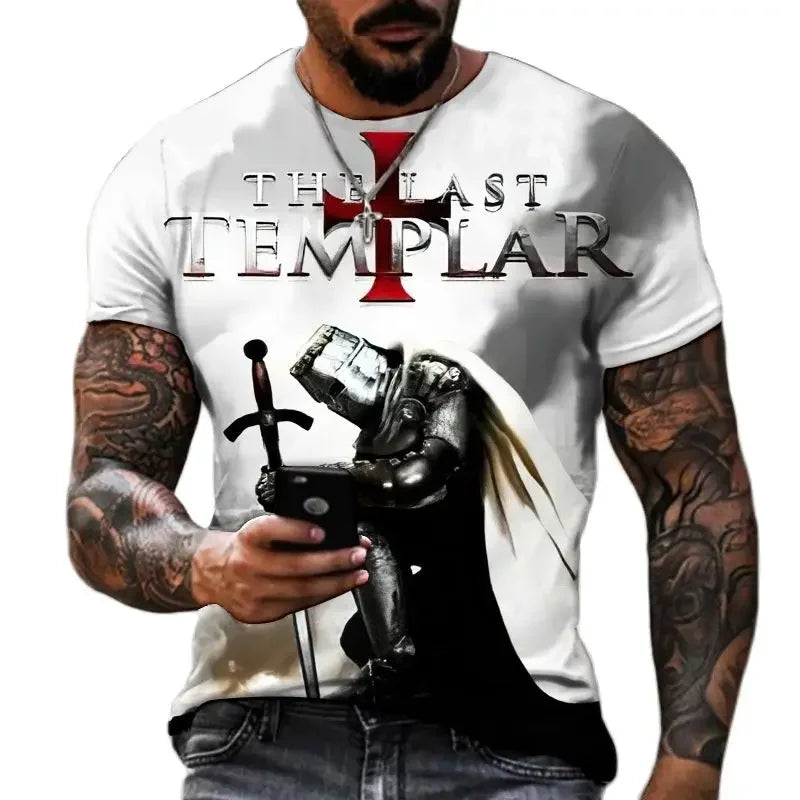 Summer Fashion Templar 3D Printed Men's T-Shirt Street TShirt For Men Short Sleeve Oversized Tshirt Vintage Top