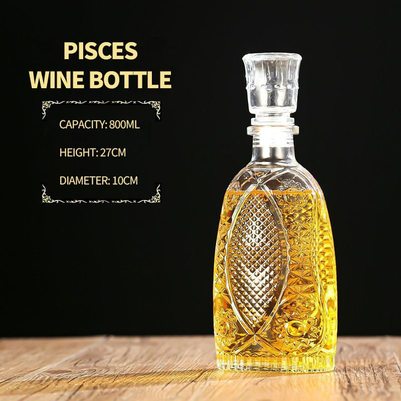800-1000ml High-grade Range of Decanters. Whisky and Wine Dispensers. Crystal Glass Bottle Wine With Screw Cap Aerator, Mirror Jug and Gift Bar Decoration