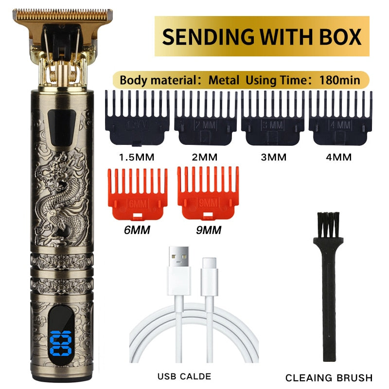 Retro Cordless Trimmer For Finishing Beard - Clipper for men, Electric shaver Razors with USB