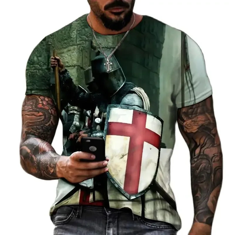 Summer Fashion Templar 3D Printed Men's T-Shirt Street TShirt For Men Short Sleeve Oversized Tshirt Vintage Top