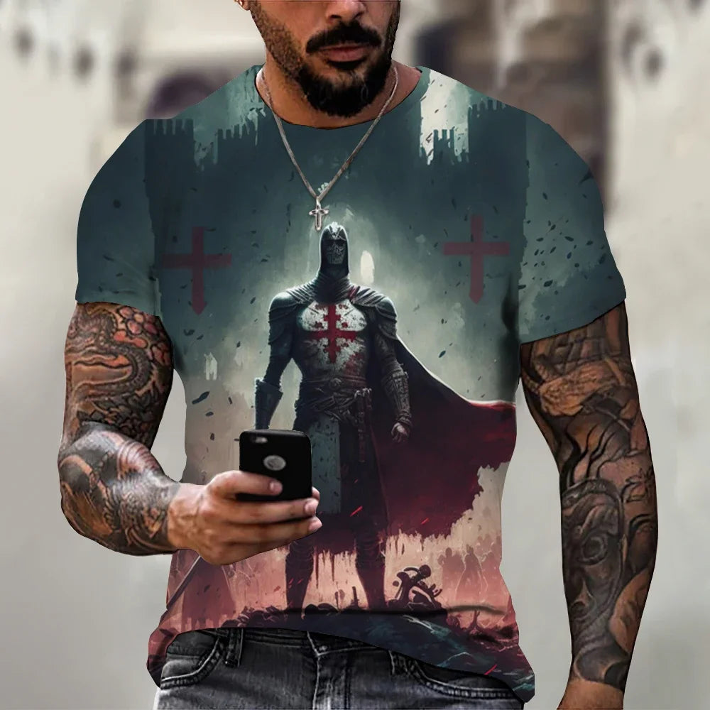 Summer Fashion Templar 3D Printed Men's T-Shirt Street TShirt For Men Short Sleeve Oversized Tshirt Vintage Top