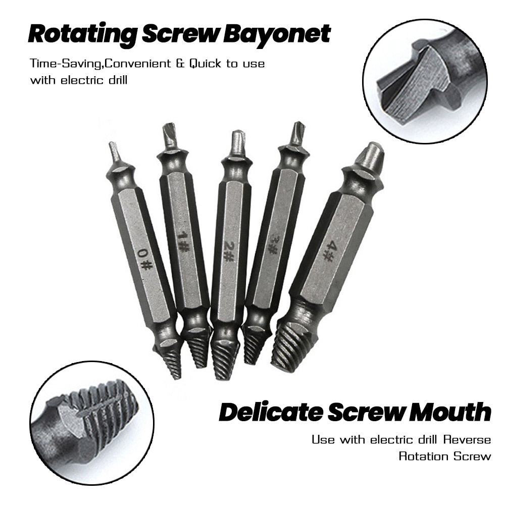4/5/6PCS Damaged Screw Extractor Drill Set. Titanium Double Side Stripped Broken Screw Removal made Easy