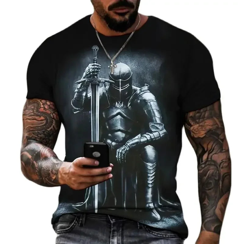 Summer Fashion Templar 3D Printed Men's T-Shirt Street TShirt For Men Short Sleeve Oversized Tshirt Vintage Top