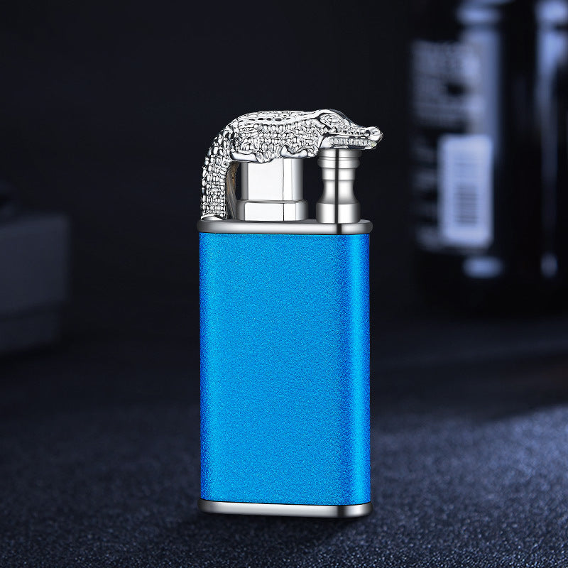Blue Double Flame Lighter Dolphin Dragon Tiger Double Fire Metal Windproof Lighter