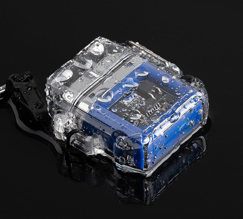 USB Chargable Waterproof Lighter Windproof Double Arc Lighter with Transparent Shell