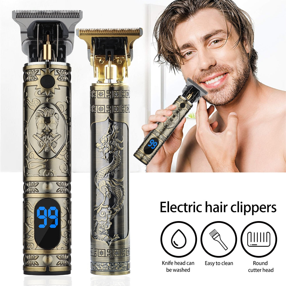 Retro Cordless Trimmer For Finishing Beard - Clipper for men, Electric shaver Razors with USB