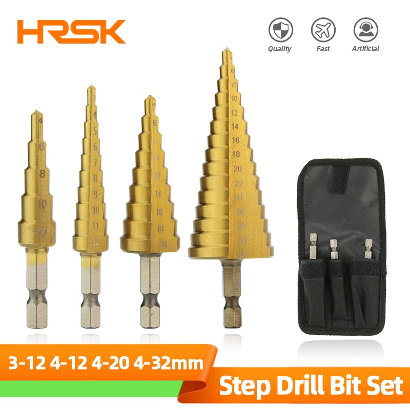 Titanium Step Drill Bits. High Speed Stepped Drill Set for Power Tools. Conical Stage Drill For Metal and Wood 4-12 4-20 4-32mm