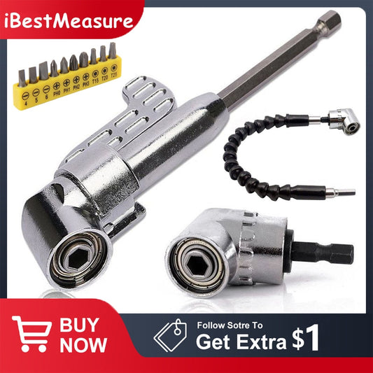 105 Degree Right Angle Drill Adapter. Flexible Shaft Extension Bit for Screwdriver Hand Tools. Magnetic Bit Socket Power Drill Driven