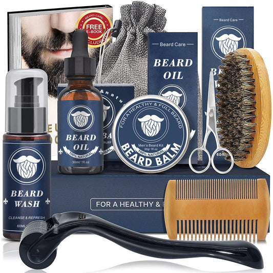 9 Piece Bearded Man Beard Growth Kit