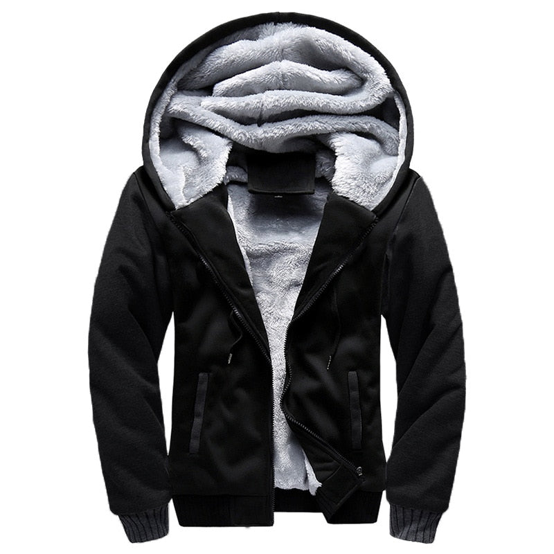 Men's Camouflage Thick Fleece Winter Jackets - Long Sleeve Coat Man Casual Hoodie Streetwear