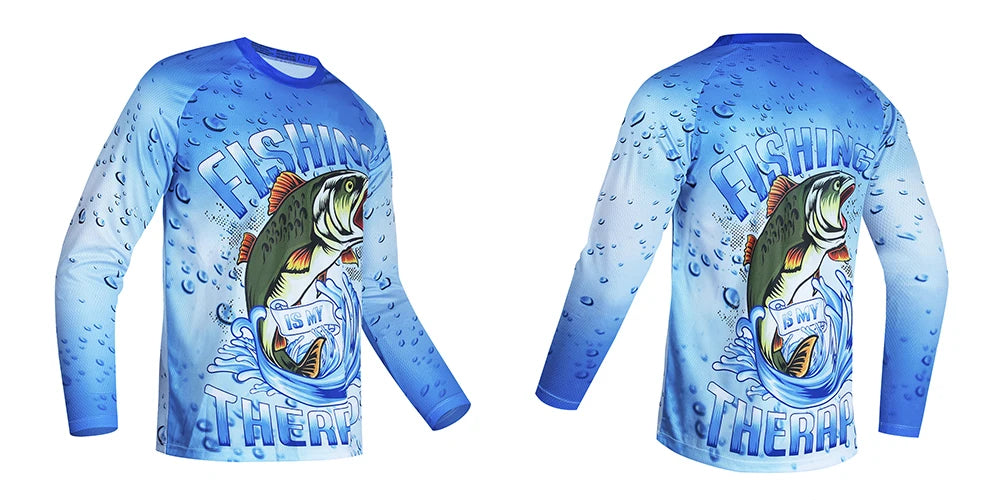 2024 Fishing Shirt Men Summer Outdoor Fishing Clothing Sunscreen Long Sleeve Fish Print Casual Shirts Anti-UV Fishing Shirts