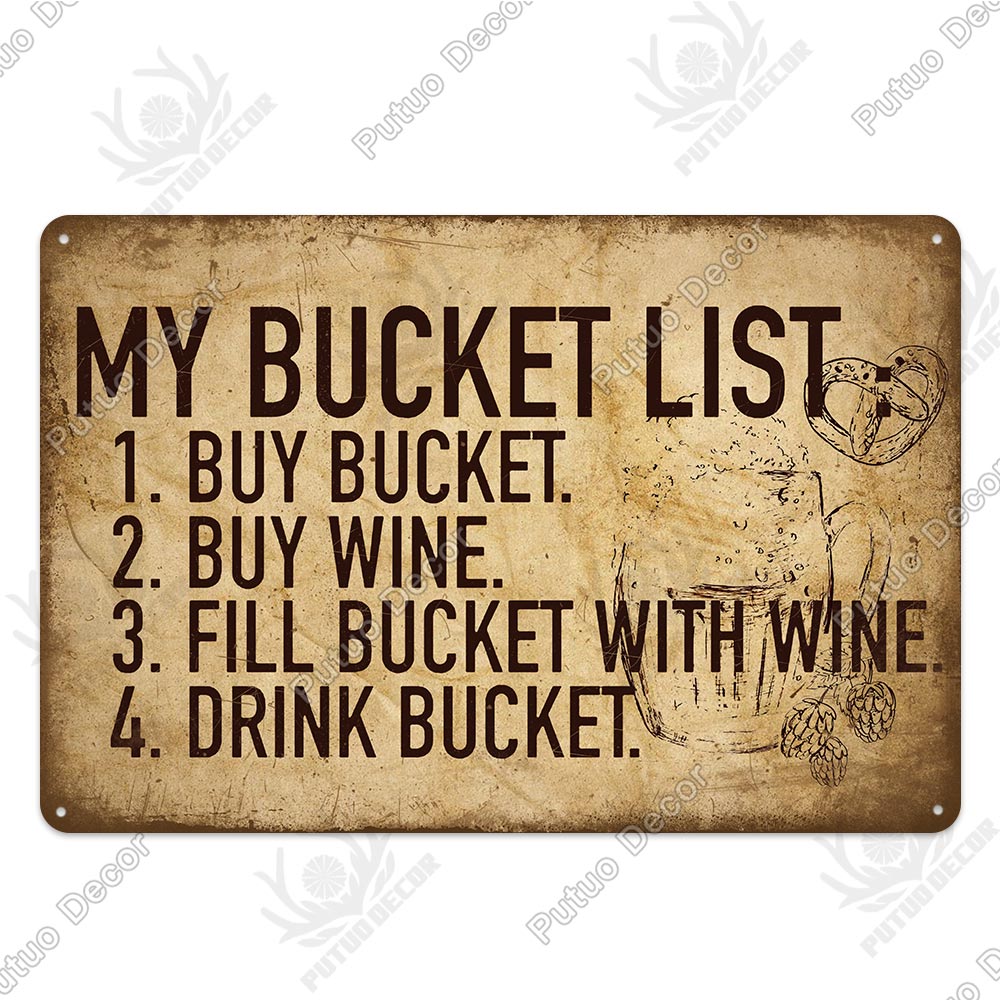 Man Cave Vintage Metal Signs - Funny Beer Drinkers and Wine Lover signs for Man Cave Bar