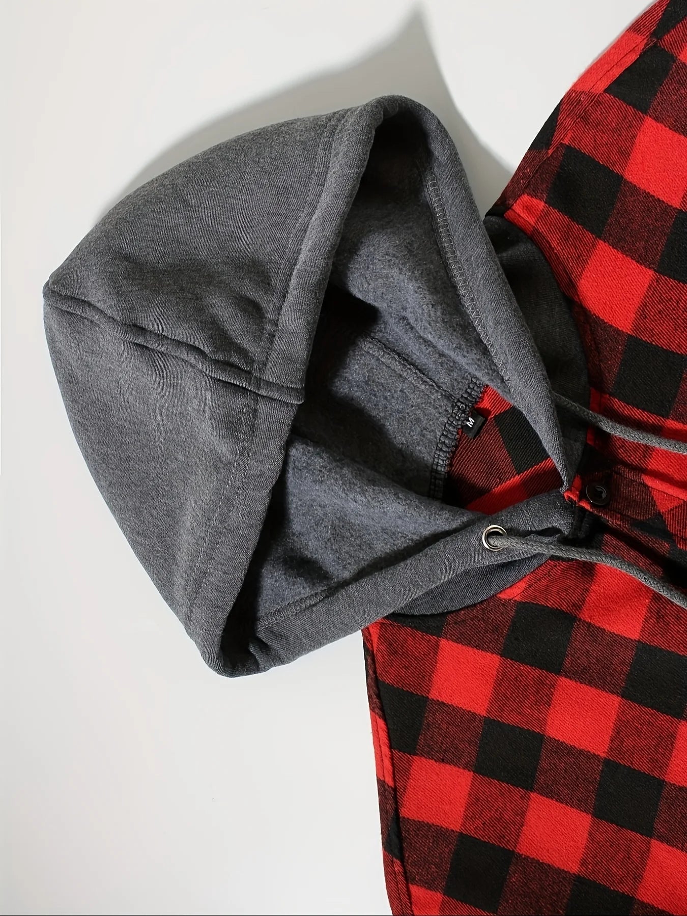 Men's Shirts Classic Plaid Casual Button Down Hooded Long Sleeved Double Pockets Shirt Hoodie Flannel Jacket