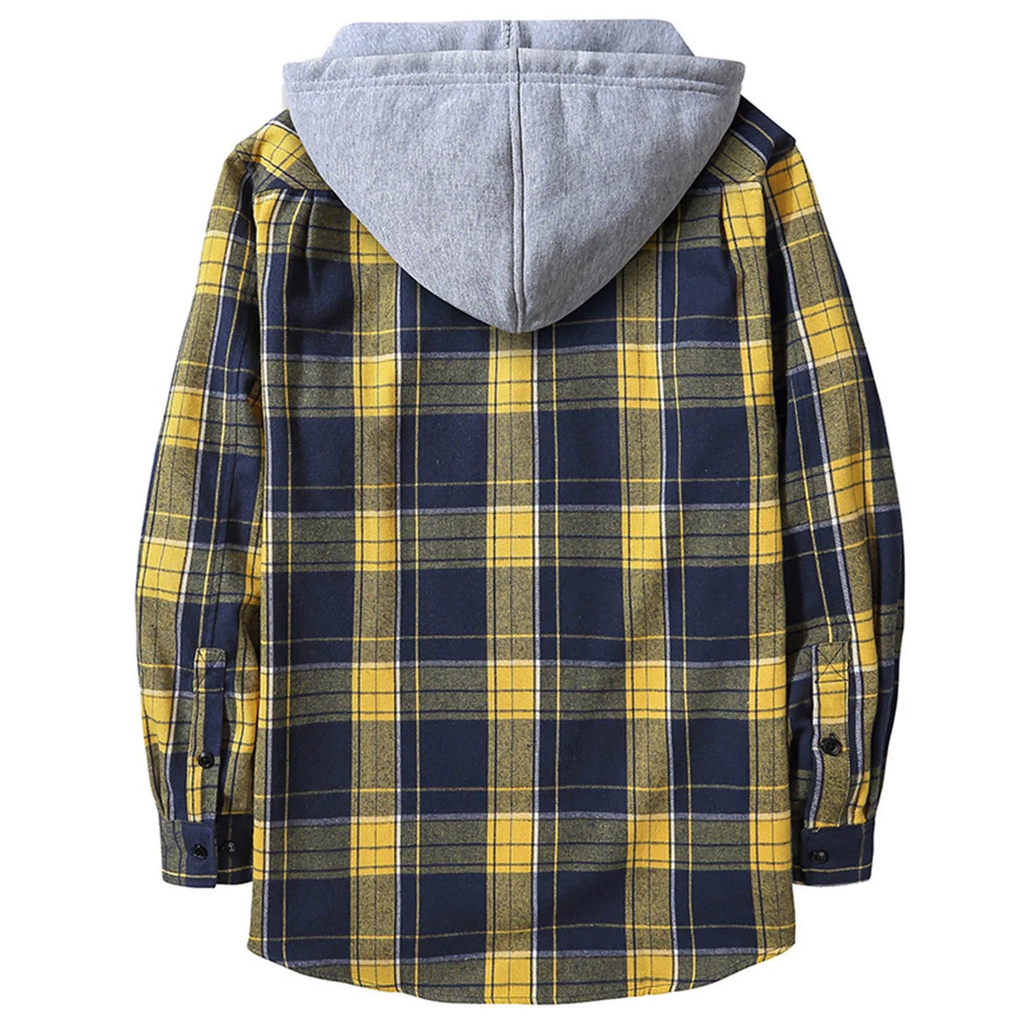 Mens Spring Autumn Plaid Print Hooded Shirts Mens Casual Loose flannel Long Sleeve Shirts Street Shirts Coats