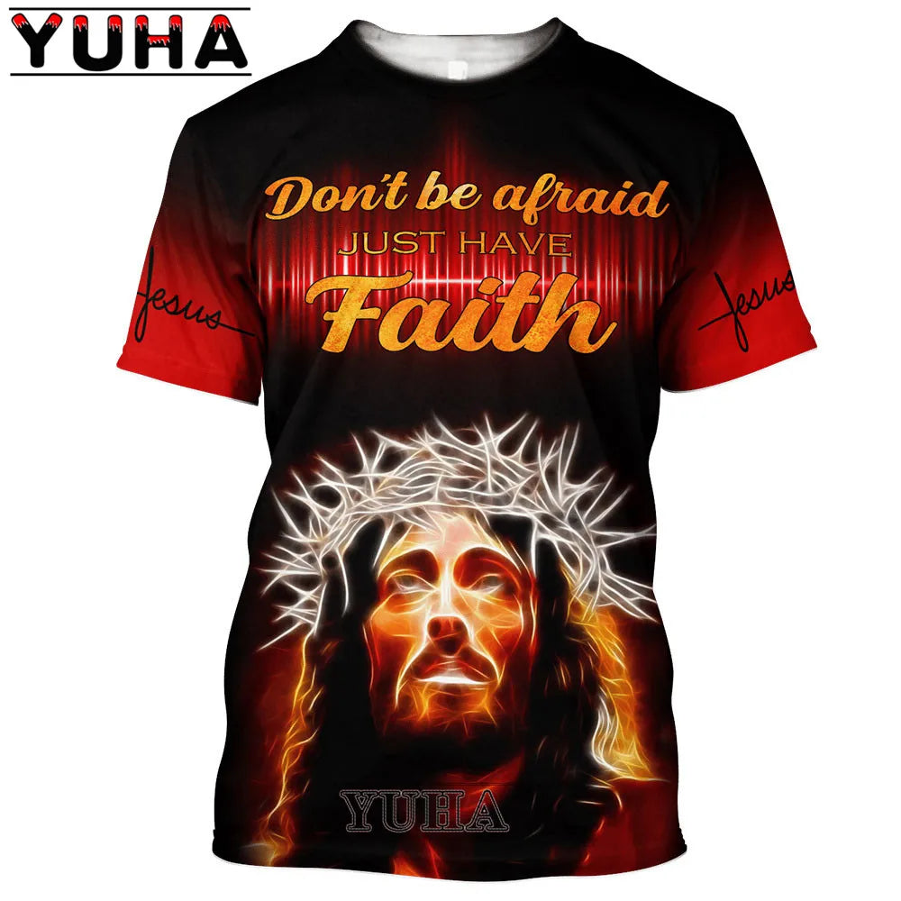 Men Jesus Christ 3D Print T-shirts Mens Summer Fashion Casual Short Sleeve Cool T Shirt Streetwear